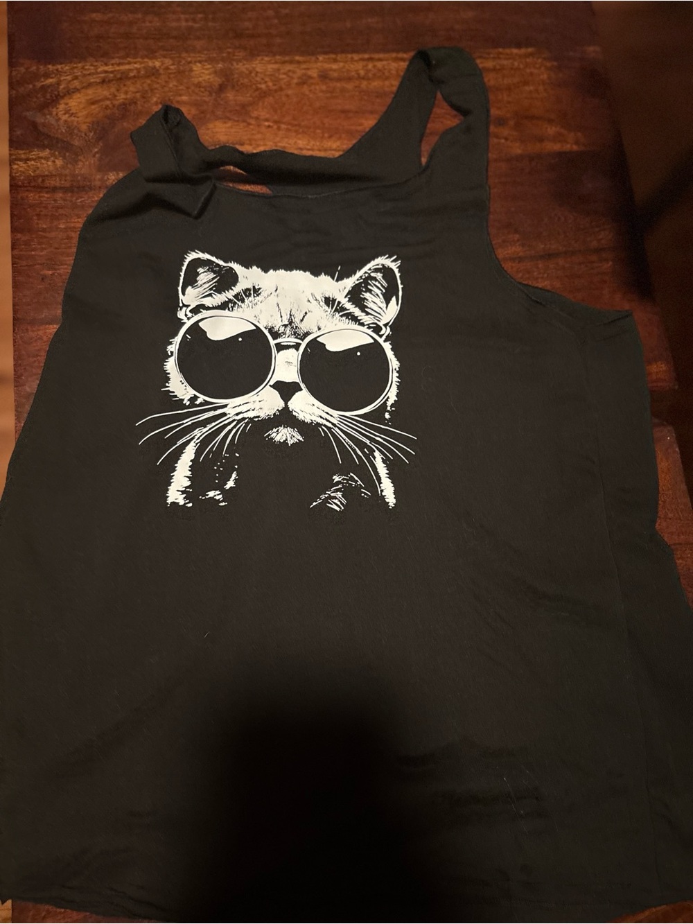 SHEIN Black Tank Top with White Cat Graphic